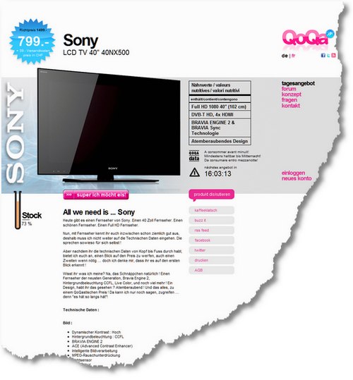 Sony LCD TV 40- 40NX500 - QoQa